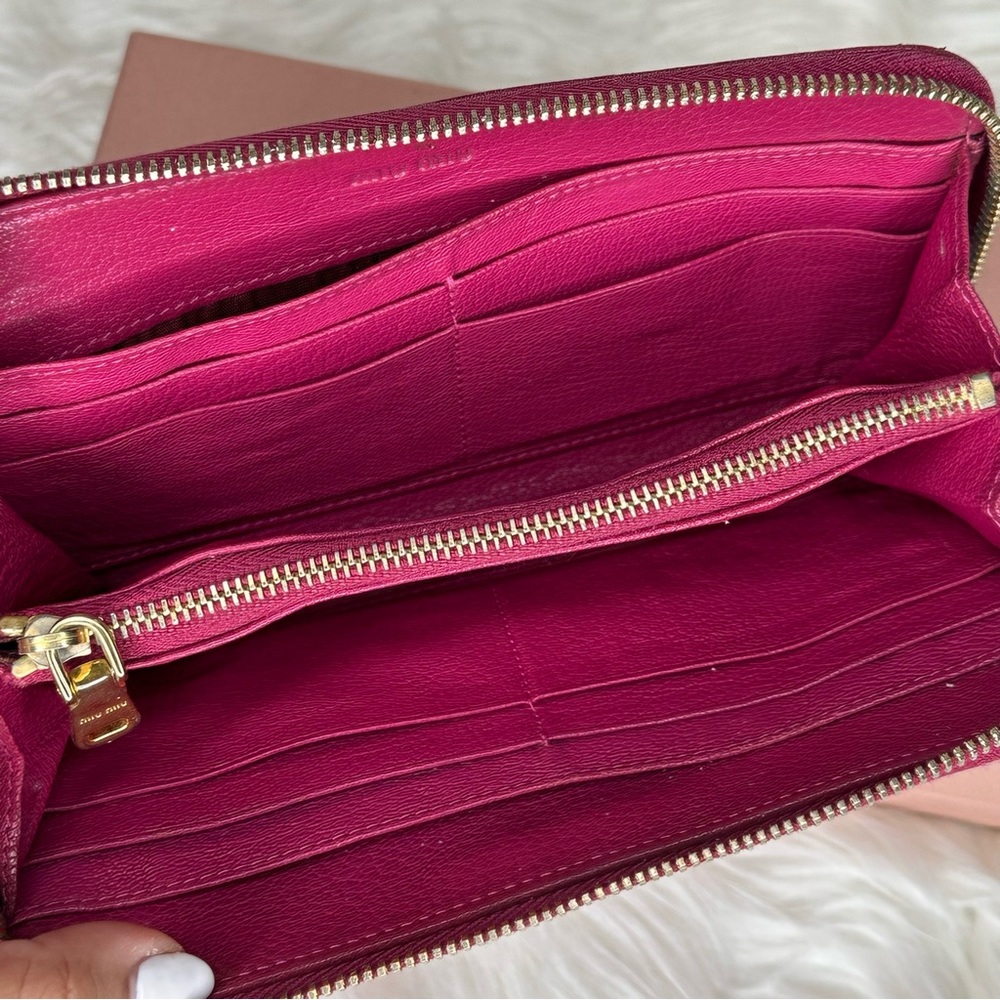 Miu Miu Pink Leather Studded Wallet - Picture 8 of 11